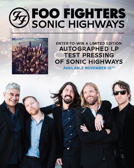 Win an autographed FOO FIGHTERS "Sonic Highways" LP test pressing