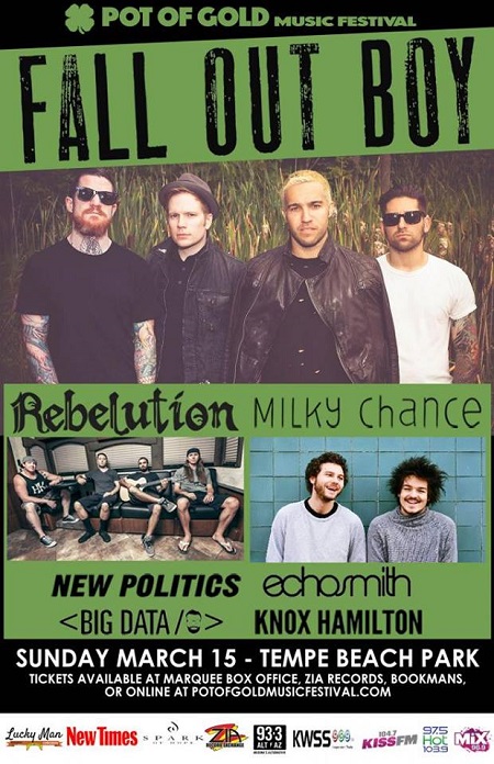 Win tickets to Pot Of Gold Festival featuring FALL OUT BOY, REBELUTION,ECHOSMITH and more