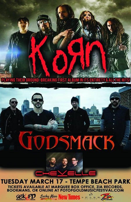 Win tickets to Pot Of Gold Festival featuring KORN, GODSMACK and CHEVELLE