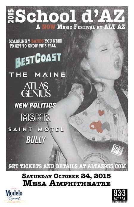 Win tickets to ALT AZ 93.3 SCHOOL'D AZ FEST with BEST COAST, THE MAINE, ATLAS GENIUS, BULLY & MORE!