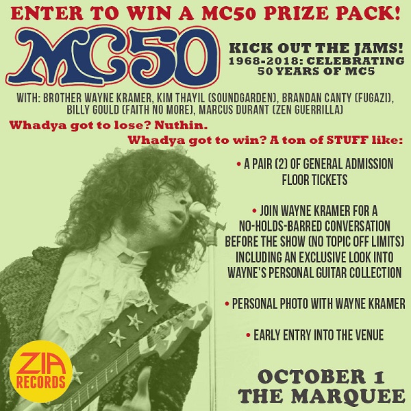 Win tickets to MC50 + MEET with Brother Wayne Kramer live at Marquee Theatre