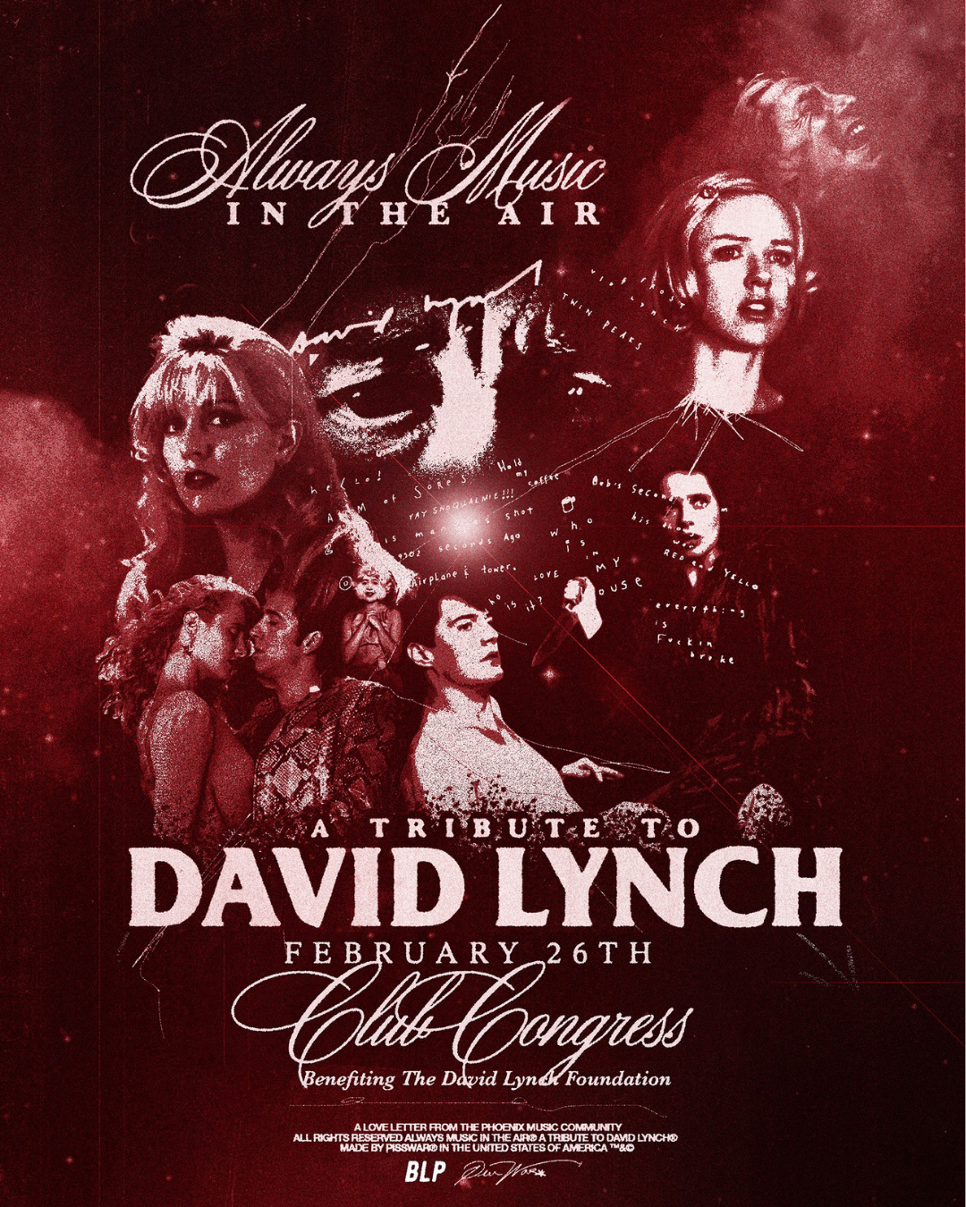 ALWAYS MUSIC IN THE AIR: A TRIBUTE TO DAVID LYNCH Club Congress
